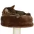 Brown cat scratching post with soft lying surface, cat sleeping on it.