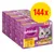 whiskas Geflügel Auswahl in Gelee, 144x Portionsbeutel, ab 1 Jahr, Sorten: Huhn, Ente, Truthahn, Gans. Großpackung mit gelbem Hinweis '144x'.