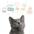 Texte en allemand : Reines Futter, Perfektes Eiweiß-Fett verhältnis, Tierschutz, Bessere Welt, Glückliche gesunde Katzen, avec illustrations et tête de chat gris.