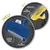 Comparativa de dos cepillos FURminator: modelo azul nuevo con borde curvado y protector de piel, modelo amarillo antiguo con borde recto sin protector. Texto en alemán visible.