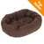 Braunes, ovales gepolstertes Bett mit orangefarbenem Banner 'Top Seller' in der Ecke.