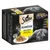 Embalagem de Sheba Delikatesse in Gelee, seleção de aves, 12x85 g. Texto visível: Ente, Huhn, Geflügel, Truthahn. Imagem de um prato com comida húmida e gato cinzento.