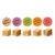 Vijf snackblokjes met opschrift: 100% Chicken, 100% Duck, Chicken & Pea, Chicken & Carrot, Duck & Apple.