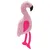 Rosa Plüschspielzeug in Form eines Flamingos mit gestickten Augen und pinken Akzenten.