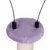 Plateforme recouverte de tissu violet avec deux tiges noires sur un poteau en sisal, partie d’un arbre à chat ou griffoir visible.