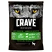 Balenie krmiva pre psov CRAVE, viditeľný text: Satisfy Their Nature, min. 60 % živočíšnych zložiek, s čerstvým hovädzím, bez obilnín, s jahňacím a hovädzím, 1 kg.