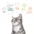 Tekst met voordelen kattenvoer: Zuiver voer, Perfect proteïne- en vetgehalte, Dierenwelzijn, Betere planeet, Voor blije en gezonde katten. Afbeelding van een grijze kat.