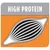 High protein feature highlighted with a muscle illustration.