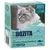 Bozita Swedish Natural Quality, chunks in jelly with haddock/kolja, 370g. 100% animal protein, grain free, beta-glucan. Feeding table for cat weight visible.