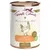 Terra Canis LIGHT chicken with courgette, papaya & rose hip. <3% fat. 100% natur. Huhn mit Zucchini, Papaya & Hagebutte. Chicken illustration on tin. Text partly in German and English.