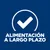 Texto: ALIMENTACIÓN A LARGO PLAZO, con un icono de marca de verificación dentro de un círculo.
