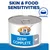 Hill's Prescription Diet Derm Complete tin with dog icon, text 'Skin & Food Sensitivities' and 'Original' above. Spoon with food shown on label.