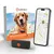 Weenect GPS tracker pro psy, Weenect XS Black Edition, doživotní záruka, balení s obrázkem psa, viditelný smartphone s aplikací pro sledování a sledovací zařízení.