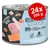 Dåse med teksten 'Geflügel & Lachs Poultry & Salmon', 'Super Food for Cats', '24x 200 g', 'Grainfree', 'High Fish & Meat Content', 'Made in Germany'. Kattemad til voksne katte. Dåse med teksten 'Geflügel & Lachs Poultry & Salmon', 'Super Food for Cats', '24x 200 g', 'Grainfree', 'High Fish & Meat Content', 'Made in Germany'. Kattemad til voksne katte.