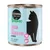Cosma Nature kattenvoer, kip met kipfiletham in bouillon, 100% natuurlijke ingrediënten. Silhouet van een kat en iconen voor kip en ham zichtbaar.