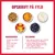 Opskrift på fyld: Ingredienserne er tørfoder eller KONG Snacks, KONG Easy Treat, græsk yoghurt, hakket æble og blåbær. Vejledning i tre trin.