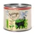Feringa Classic Meat, Chicken & Trout with potato & parsley, ADULT, 200 g. Immagine di una lattina con disegno di gatto nero e testo in inglese sull'etichetta.