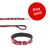 Collier et laisse rouges en cuir avec croix blanches, marque Hunter visible sur le collier. Pastille rouge avec texte : Prix mini.