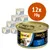 GimCat ShinyCat in Jelly Thunfisch, confezione da 12 lattine da 70 g ciascuna. Etichetta visibile con immagine di gatto e testo: Thunfisch, Tonijn, Thon.