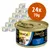 GimCat ShinyCat in Jelly Thunfisch, confezione da 24 lattine da 70 g ciascuna. Etichetta visibile con immagine di gatto e testo: Thunfisch, Tonijn, Thon.