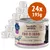 Sanabelle Rind & Huhn con olio di girasole, 24 lattine da 195 g, alimento completo per gatti adulti. Testo visibile: no added grain, 100% exquisite zutaten, with beef & chicken + sunflower oil.