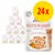 Brit Care Fillets in Gravy for Adult Cats, Choice Chicken, 85 g, 24x. Synlig tekst: Antioxidants, enriched with Sea Buckthorn and Nasturtium. Kat og foder synlige på emballagen.