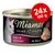 Miamor Feine Filets Huhn & Schinken in Jelly, 100 % Filet, dåse med billede af kat. Rød cirkel med tekst: 24x 100 g. Miamor Feine Filets Huhn & Schinken in Jelly, 100 % Filet, dåse med billede af kat. Rød cirkel med tekst: 24x 100 g.