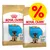 Dos sacos de Royal Canin German Shepherd Puppy con símbolo de porcentaje en círculo amarillo, indicando posible oferta o descuento visible en la imagen.
