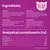 Ingredients: with beef, lamb, chicken or poultry; meat and animal derivatives 36% (4% in chunk), cereals, oils, fats, minerals, sugars. Analytical constituents: protein 7.5%, fat 5%, moisture 84%.