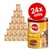 Pedigree Pastete dog food, 24 cans of 400g each. Yellow tins with red Pedigree branding, visible text: 'mit 5 Sorten Fleisch', '100% COMPLETE', icons and a photo of a golden dog. Pedigree Pastete dog food, 24 cans of 400g each. Yellow tins with red Pedigree branding, visible text: 'mit 5 Sorten Fleisch', '100% COMPLETE', icons and a photo of a golden dog.