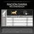Tabla de alimentación para perros: Ración diaria recomendada en gramos según el peso (25–90 kg) y la actividad (<1 h o 1–3 h de ejercicio). Ejemplo: 25 kg, <1 h = 300 g, 1–3 h = 345 g. Tabla de alimentación para perros: Ración diaria recomendada en gramos según el peso (25–90 kg) y la actividad (<1 h o 1–3 h de ejercicio). Ejemplo: 25 kg, <1 h = 300 g, 1–3 h = 345 g.