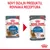 Nový dizajn obalu Royal Canin Light Weight Care 85 g, rovnaká receptúra. Na obrázku starý a nový obal s mačkou a modrým označením produktu.