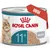 ROYAL CANIN 11+ Mousse, kuva kissasta, punainen etiketti, jossa lukee 'UUSI' purkissa. ROYAL CANIN 11+ Mousse, kuva kissasta, punainen etiketti, jossa lukee 'UUSI' purkissa.
