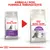 Ambalaj nou și formulă îmbunătățită pentru Royal Canin Sensible 33, hrană uscată pentru pisici. Imagine cu vechiul și noul ambalaj, text vizibil: 'AMBALAJ NOU, FORMULA IMBUNĂTĂȚITĂ'.