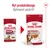 Royal Canin Medium Ageing 140 g vådfoder til hunde, før og efter nyt produktdesign. Tekst: Nyt produktdesign, Optimeret opskrift. Gravy-Salsa, muscle mass support synligt på ny emballage.