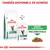 Royal Canin Veterinary Satiety Weight Management para gatos, disponible en seco y húmedo. Texto visible: 'Finas láminas en salsa'. Imagen de croquetas en salsa.