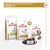 Royal Canin Urinary S/O Veterinary karma dla psów, opakowania: duże, małe oraz przysmak Treats 230 g. Widoczna metalowa miska z karmą.