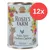 Lata de comida para gatos Rosie’s Farm Tender Dinner Chicken & Salmon, receta sin cereales, SENIOR, 400 g. Paquete de 12 unidades indicado por círculo rojo con texto '12x'. Lata de comida para gatos Rosie’s Farm Tender Dinner Chicken & Salmon, receta sin cereales, SENIOR, 400 g. Paquete de 12 unidades indicado por círculo rojo con texto '12x'.