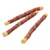 Three chew snacks in stick form, wrapped with dried meat. Visible texture and brown colouring. Three chew snacks in stick form, wrapped with dried meat. Visible texture and brown colouring.