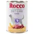 Rocco Diet Care Renal, beef with chicken hearts and pumpkin. Can label shows renal care symbol and images of meat and pumpkin pieces.