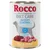 Conservă Rocco Diet Care Weight Control, Beef & chicken. Imagine cu carne de vită și pui pe etichetă. Text suplimentar: Die Fleischmahlzeit, Rind & Huhn, Bœuf & poulet.