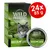 WILD FREEDOM GREEN LANDS, 24x85 g, 100% grain-free recipe, chicken with lamb. Boîte et barquette visibles avec image de chat sur l’emballage.
