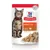 Pouch labelled Science Plan Adult 1-6 with turkey, chunks and gravy. Shows a cat image, food pieces in gravy, and a symbol for no artificial preservatives, flavours or colours.