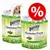 Lot de deux sachets Bunny Nature KaninchenTraum Herbs pour lapins, texte allemand, pastilles vertes, symbole pourcentage rouge indiquant une offre promotionnelle. Lot de deux sachets Bunny Nature KaninchenTraum Herbs pour lapins, texte allemand, pastilles vertes, symbole pourcentage rouge indiquant une offre promotionnelle.