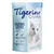 Opakowanie żwirku Tigerino Crystals Silicate Litter Classic Sensitive 5 l, zdjęcie białego kota, widoczne piktogramy: lekki, zatrzymuje zapachy, hamuje rozwój bakterii, bezpyłowy.
