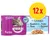 Whiskas 4 boîtes kattmat i gelé, smaker: lax, tonfisk, öring, vit fisk. Stor gul cirkel med röd text: 12x. Text på franska om komplett måltid och anpassad för steriliserade katter. Whiskas 4 boîtes kattmat i gelé, smaker: lax, tonfisk, öring, vit fisk. Stor gul cirkel med röd text: 12x. Text på franska om komplett måltid och anpassad för steriliserade katter.