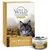 Wild Freedom Instinctive Wide Prairies, 6 x 140 g, avec viande musculaire fraîche, recette sans céréales. Texte en anglais sur l’emballage et la boîte.