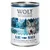 Wolf of Wilderness Blue River, 100 % viljaton. Kalaa metsämarjojen, juurien ja villiyrttien kanssa, 400 g tölkki.