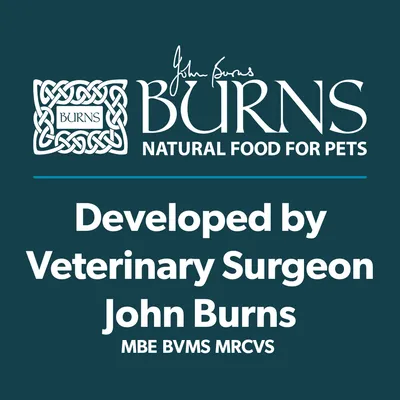 Burns Natural Food for Pets. Developed by Veterinary Surgeon John Burns MBE BVMS MRCVS.