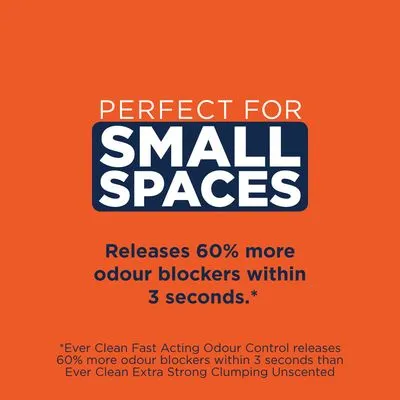 Perfect for small spaces. Releases 60% more odour blockers within 3 seconds. Ever Clean Fast Acting Odour Control vergeleken met Ever Clean Extra Strong Clumping Unscented.